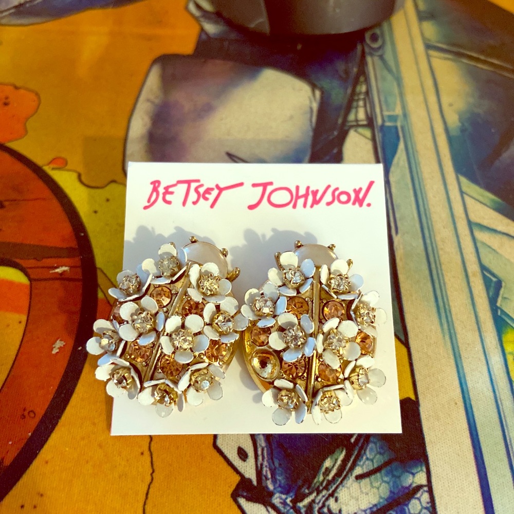 Betsey Johnson Floral Ladybug Earrings